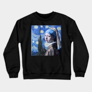 Girl with pearl earring and the starry night T-Shirt Crewneck Sweatshirt